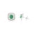 Modern 2.63 Ct Cushion Cut Emerald and Diamond Halo Stud Earrings- 2 Pieces For Sale - Image 3 of 9