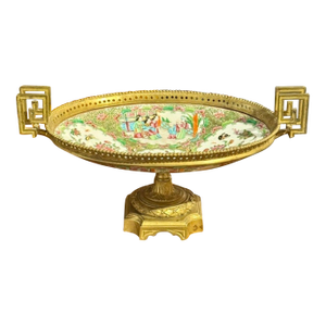 19th C. French Rose Medallion and Gilt Bronze Centerpiece