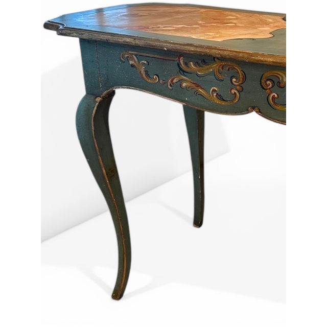 Vintage Bavarian Baroque Style Hand Painted Table Writing Desk For Sale - Image 13 of 18