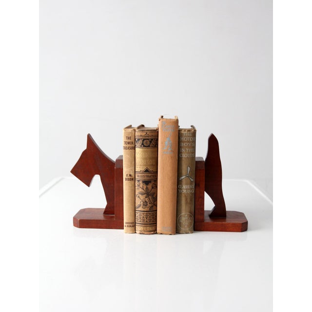 Mid 20th Century Vintage Carved Wood Dog Bookends Pair For Sale - Image 5 of 14