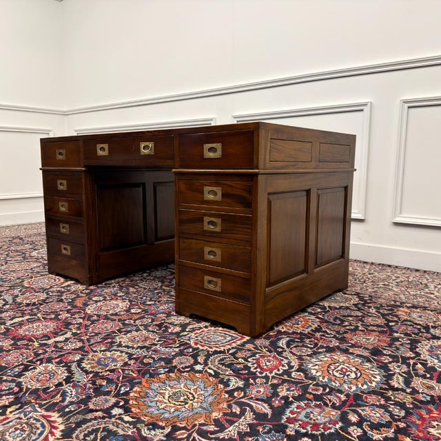 Classic English Desk with Black Leather For Sale - Image 6 of 18