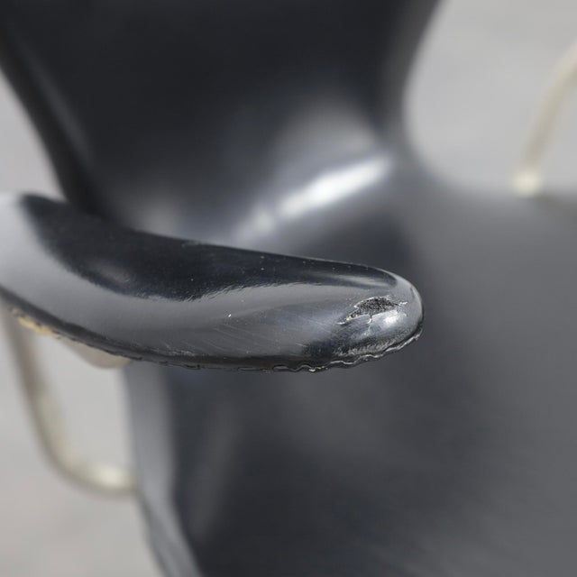 Black Model 3217 First Edition Office Chair by Arne Jacobsen for Fritz Hansen, 1950s For Sale - Image 8 of 12