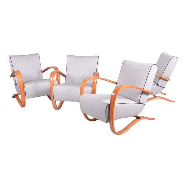 Czech Art Deco H-269 Lounge Chairs by J. Halabala for Up Závody, 1930s, Set of 4 For Sale