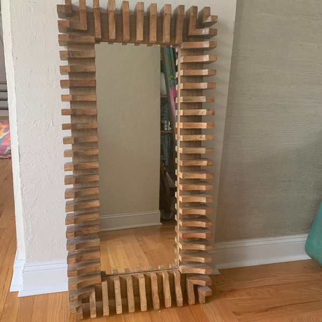 Modern Eclectic Rectangular Wooden Floor Mirror Chairish