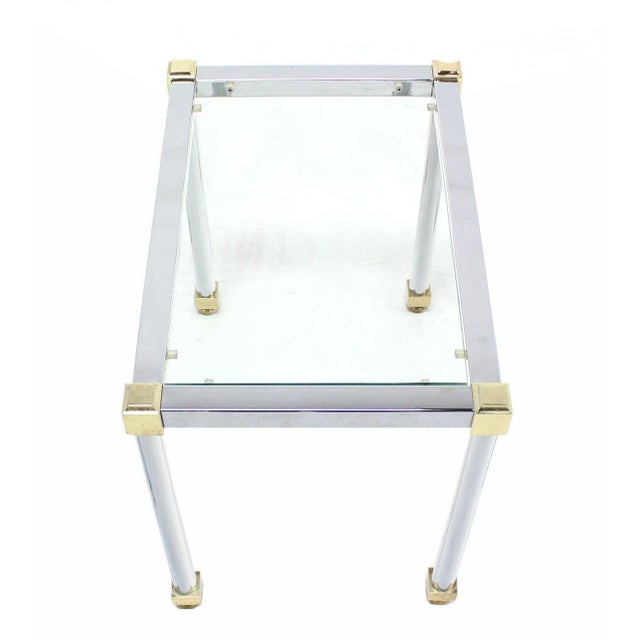 Mid 20th Century Set of 3 Chrome and Brass Metal Glass Top Nesting Side End Occasional Tables For Sale - Image 5 of 9