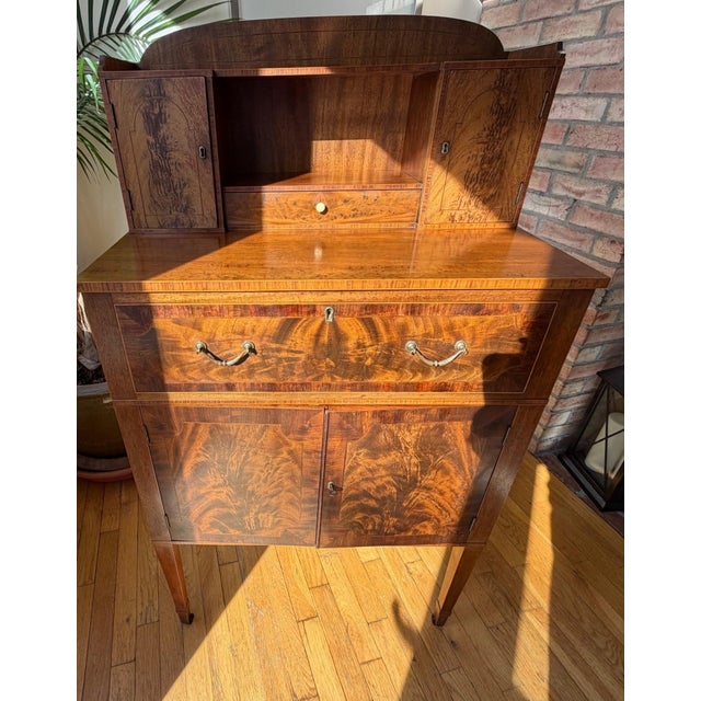 Early 20th Century Antique Secretary Desk, Bar For Sale - Image 5 of 18