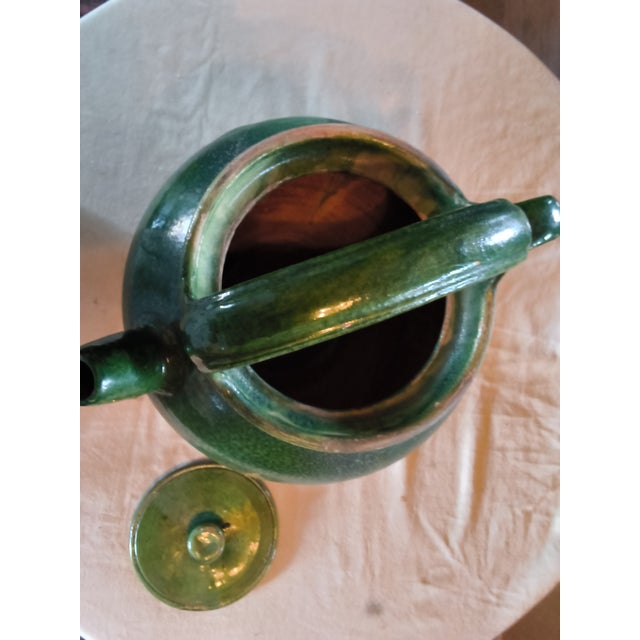 Vintage French Provence Green Glaze Gargoulette/Pottery Jug For Sale - Image 6 of 10