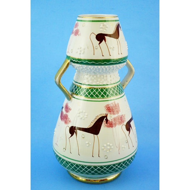 Vintage Ceramic Vase with Stylized Horses by Serafino Volpi, Italy, 1950s For Sale - Image 3 of 18