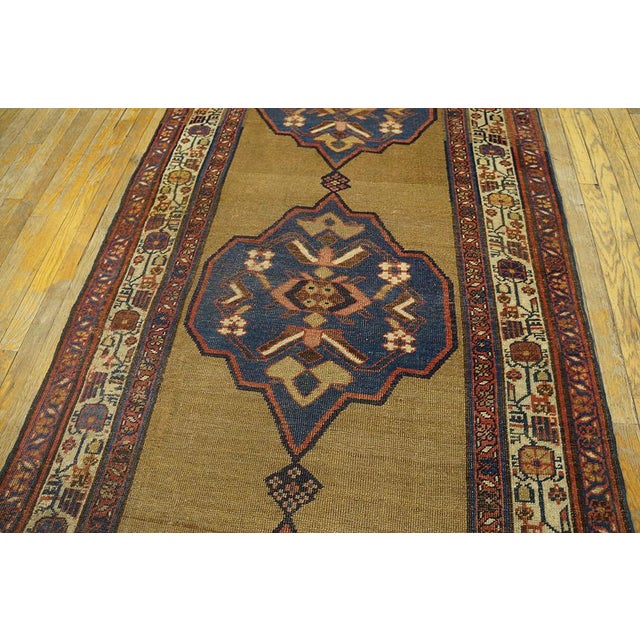 Exceptional Brown-Sienna Color and Multi Color Border With Geometric Pattern Antique Persian Bijar Rug For Sale - Image 4 of 6
