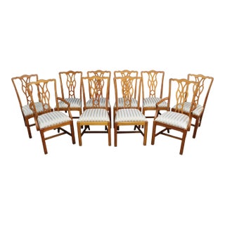 Set of 10 Harden Chippendale Style Cherry Dining Chairs For Sale