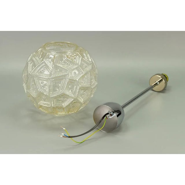 Mid-Century Modern Glass & Chrome Pendant Light For Sale - Image 16 of 18