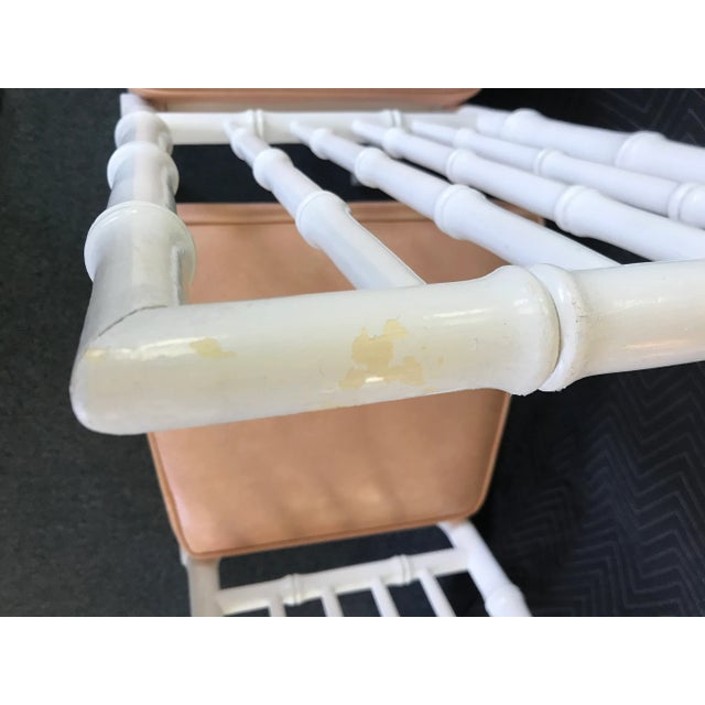 Late 20th Century Late 20th Century Faux Bamboo Dining Chairs With Melon Leatherette - Set of 4 For Sale - Image 5 of 13