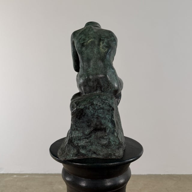 After Rodin “The Thinker” Bronze Sculpture, Signed, Green Patina – 14” For Sale - Image 11 of 12