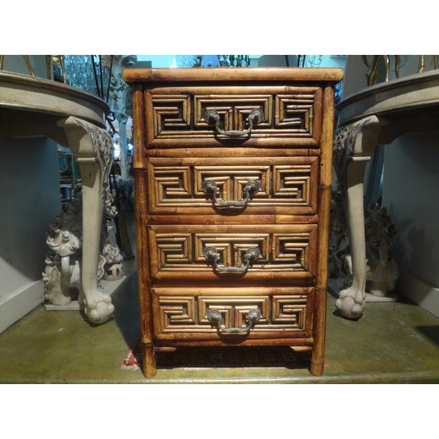 Vintage Bamboo Chest With Greek Key Design For Sale - Image 10 of 10