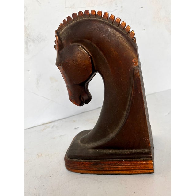 1930s Art Deco Bronze/Copper Horse Bookends For Sale - Image 4 of 11