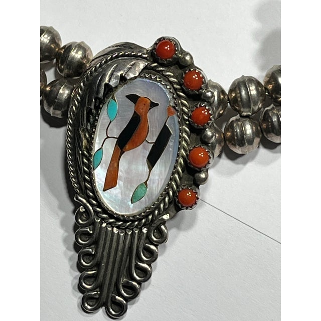 1980s Zuni Inlay Cardinal Station Necklace For Sale - Image 10 of 10