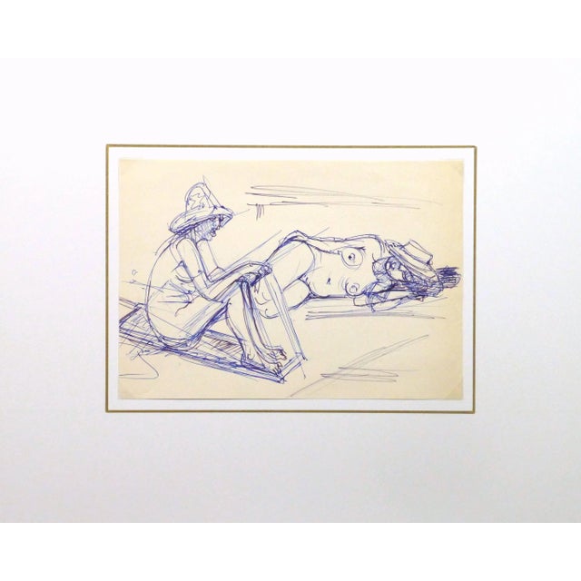 Irmgard Von Reppert, Ink Drawing - Sun Bathers For Sale - Image 4 of 5