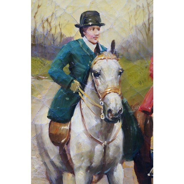 Late 20th Century Homewards After John Sanderson-Wells British Equestrian Riding Oil Painting 25" For Sale - Image 6 of 11