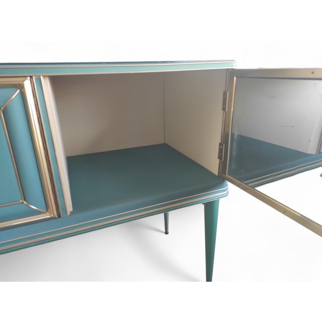 Teal Vintage Sideboard with Petrol Green Mirror, 1950s For Sale - Image 8 of 15