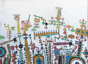 Full Color War #3, Seymour Chwast Mixed Media on Canvas