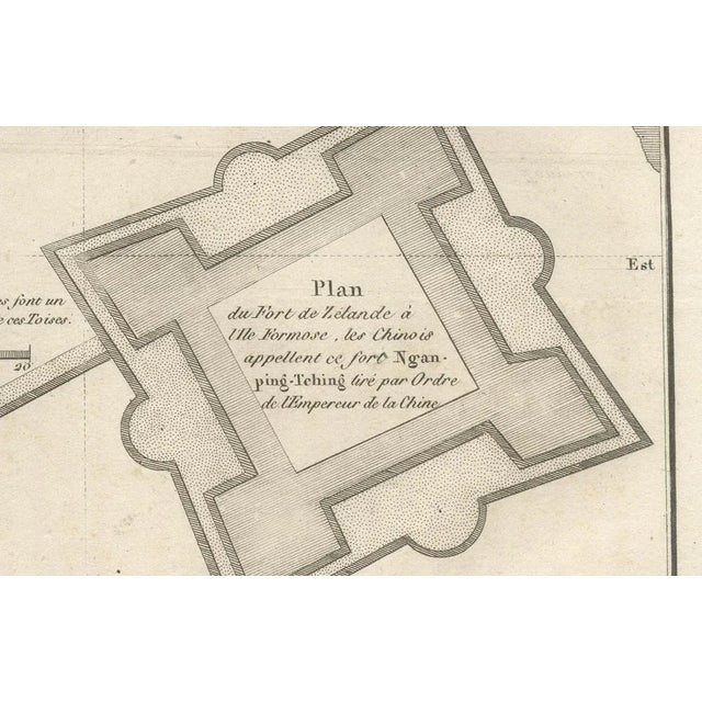 Antique French Jesuit Engraved Plan of the Dutch Fort in Formosa, 1790 For Sale - Image 3 of 10
