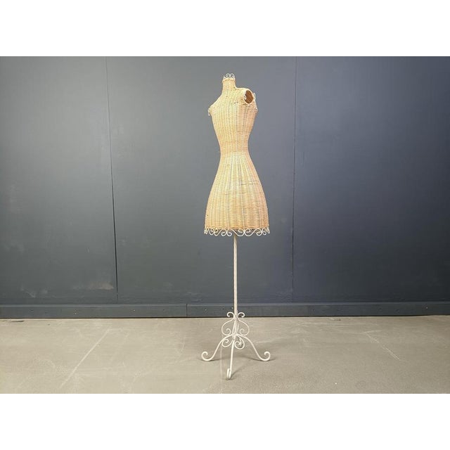1960s Vintage Wicker Mannequin with Wrought Iron Base, 1960s For Sale - Image 5 of 12