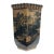 Asian Chinoiserie Landscape Scene Glazed Ceramic Hexagon Vase For Sale
