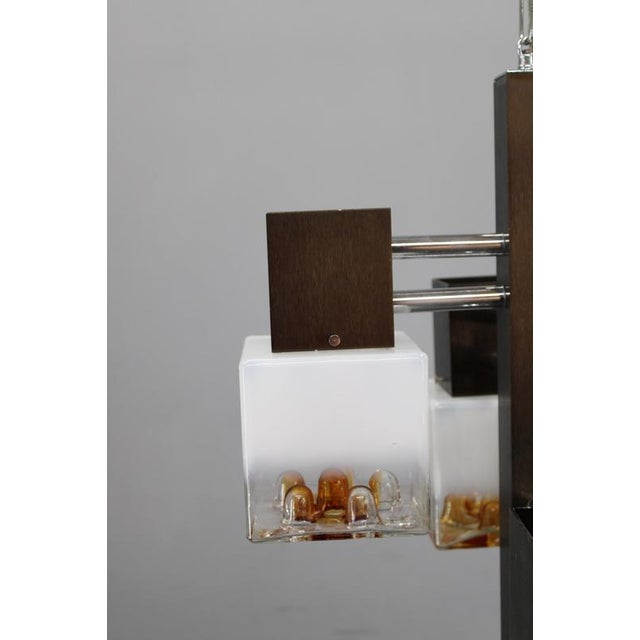 1970s Vintage Italian Pendant Light with Murano Glass Shades and Anodized Metal Frame, 1970s For Sale - Image 5 of 16