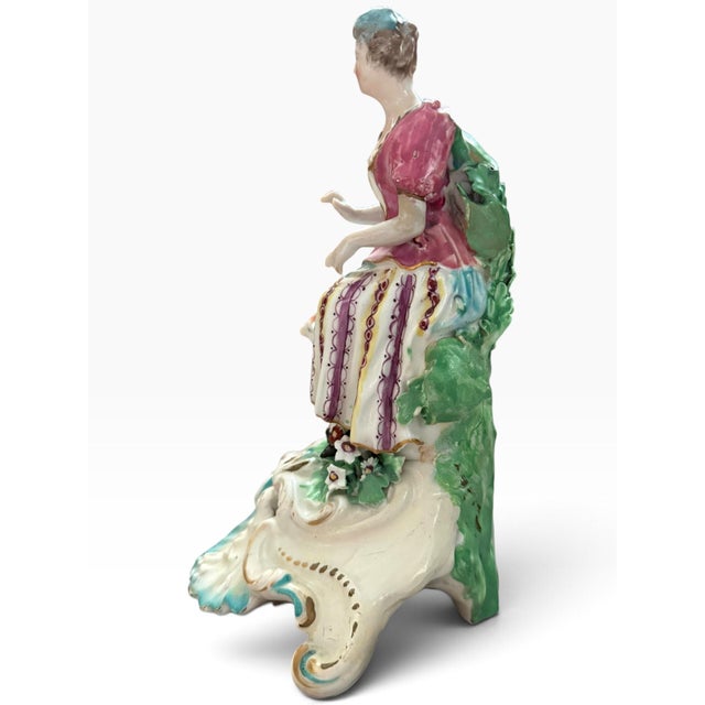 18th Century Antique Chelsea-Derby Style Porcelain Shepherdess With Lamb, Incised N Mark For Sale - Image 5 of 8
