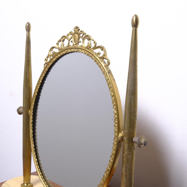 Italian Brass Vanity Mirror, 1950s For Sale - Image 9 of 14