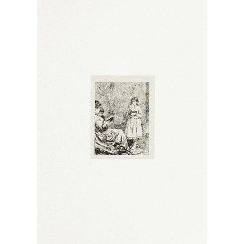 The Reading is a beautiful etching print artwork realized by Pio Joris in the early 20th Century. In very good condition....