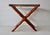 Vintage French Beechwood and Tapestry Folding Luggage Rack Nailhead Detail For Sale - Image 9 of 18