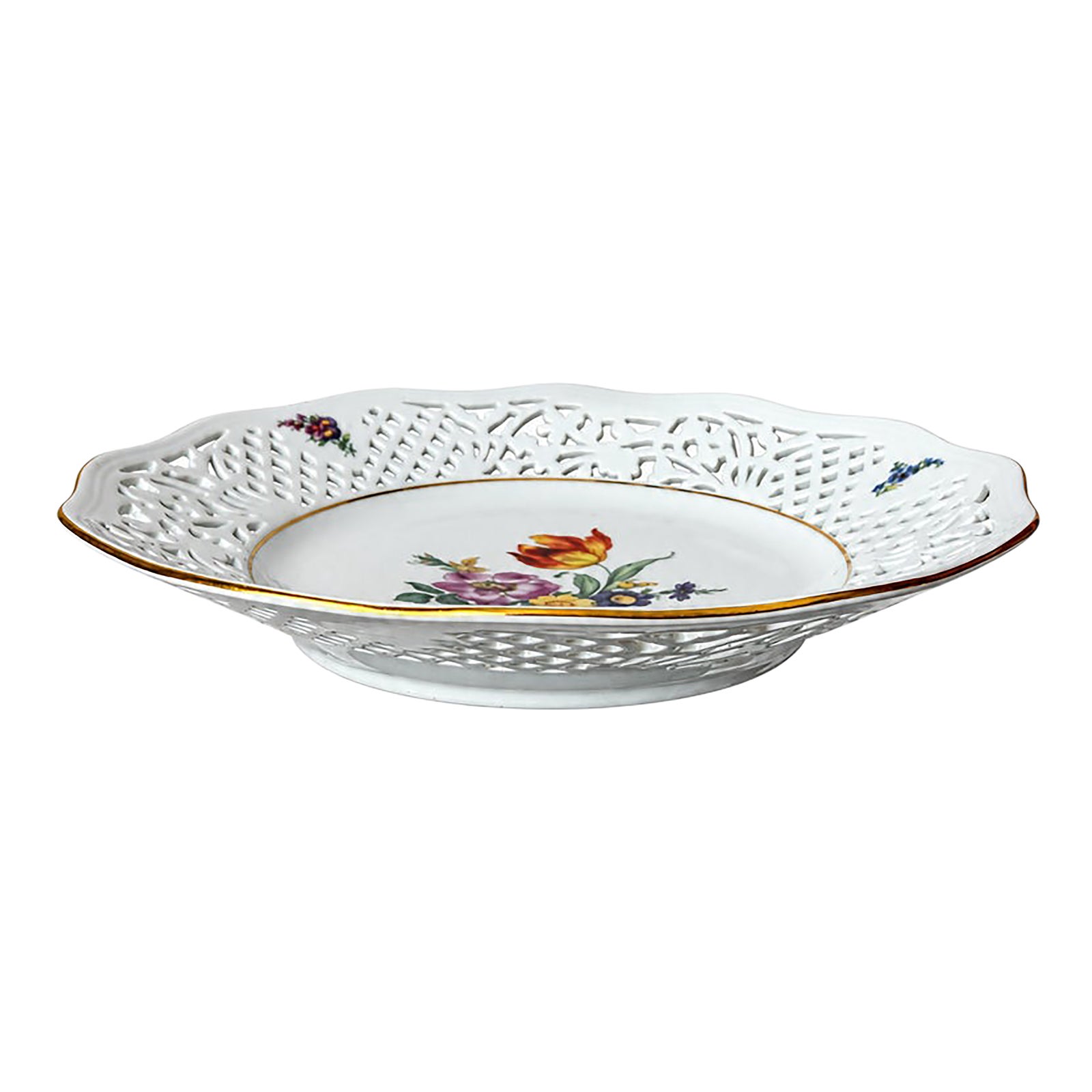 1990s Thun Czech Porcelain Pierced Floral Display Plate With Scalloped ...