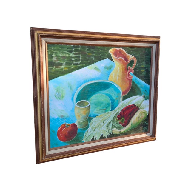 American Vintage Still Life Vegetable Painting Framed For Sale - Image 3 of 13