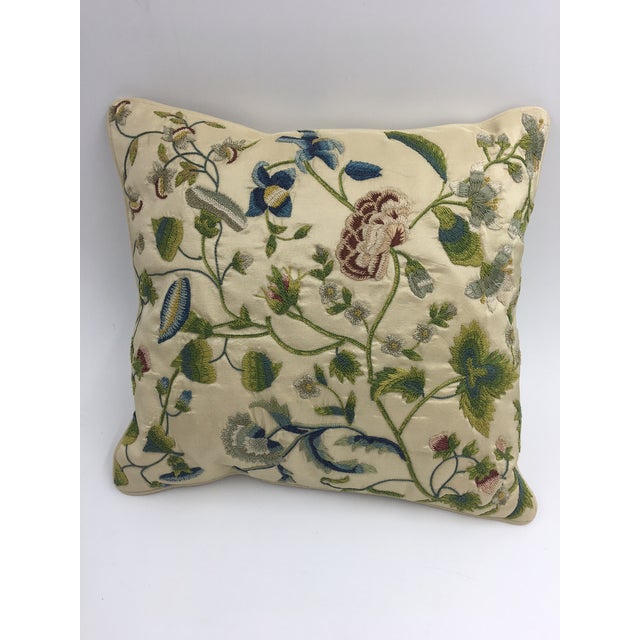 English Traditional Chelsea Textiles Silk Embroidered Pillow