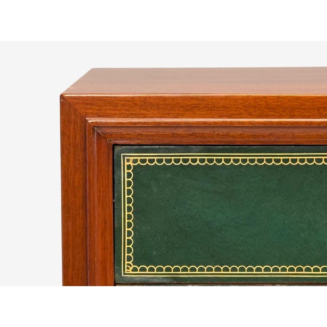 Wood Tommi Parzinger, Wood, Brass, Green Leather, Chests of Drawers, Usa, 1950s For Sale - Image 7 of 14
