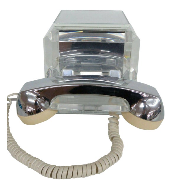 Mid Century Modern Lucite and Mirror Chrome Telephone by TeleConcepts