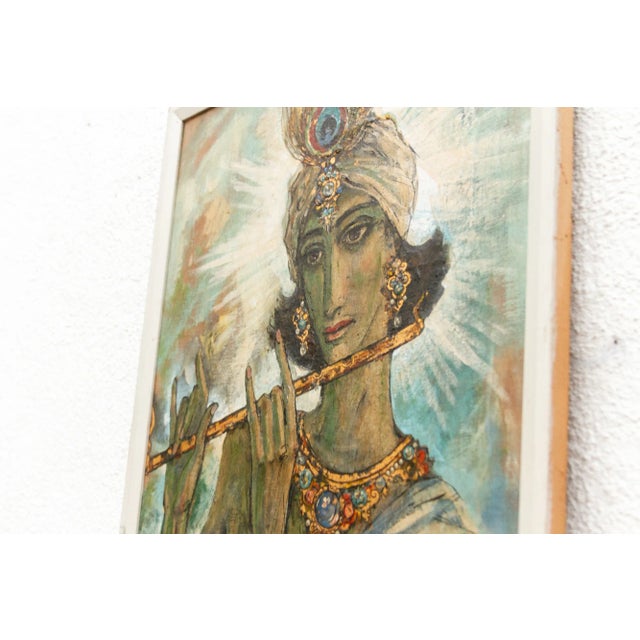 Wood Mid 20th Century Krishna Painting For Sale - Image 7 of 12
