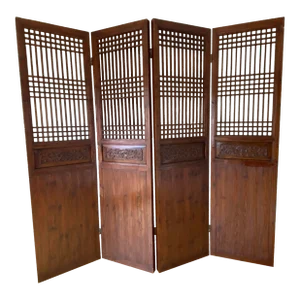 Chinese Antique Four-Panel Wooden Screen