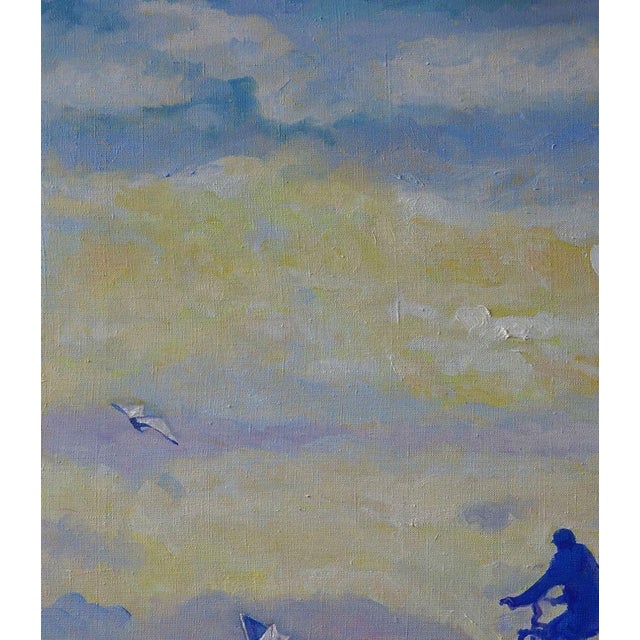 Textile Oil Painting on the Road by Bike Anatoly Varvarov For Sale - Image 7 of 7