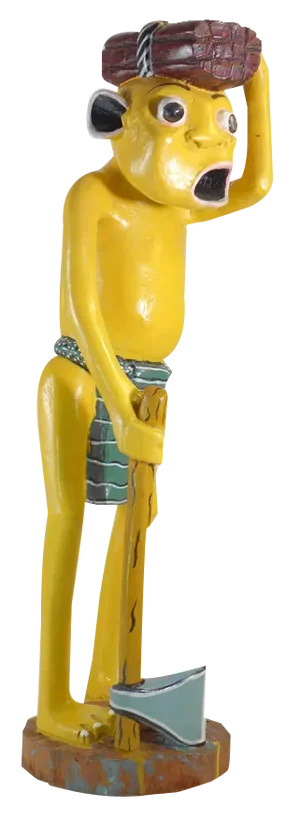 George Lilanga, Yellow Figure, 2000s, Wood & Enamel Paint