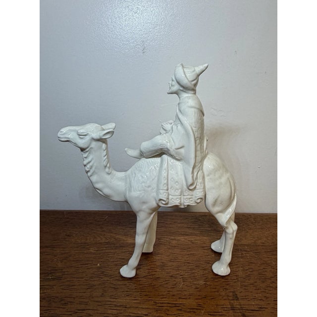 Vintage Three Wise Men on Camels Figurines Set of 3 White Ceramic Nativity Magi For Sale - Image 9 of 16