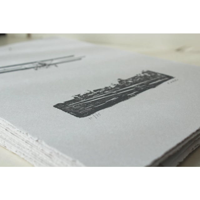 2010s Vintage Airplane Original Woodblock Print by Michelle Farro For Sale - Image 5 of 11