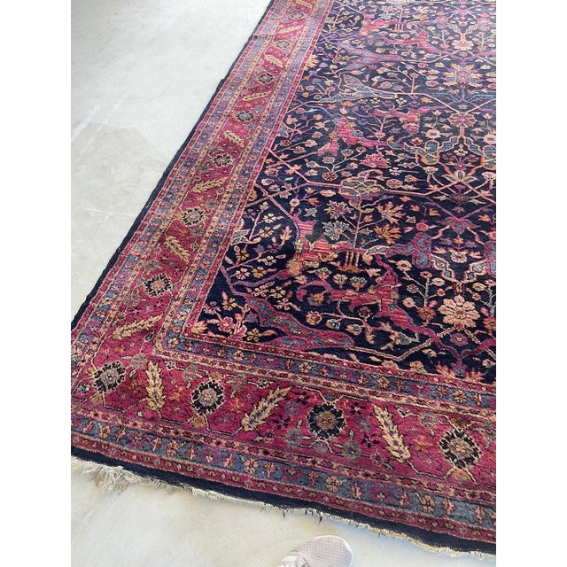 Semi-Antique Kelleh Garrus Design Berry, Plum, Indigo, with Gorgeous Highlight Colors Rug 7.9 x 16.3 For Sale - Image 4 of 15