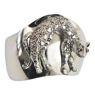 Cat Lovers Artisan 1960s Modern ' Jumping Cat' Cuff Bracelet For Sale