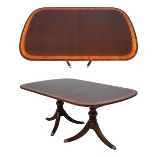 Ethan Allen Mahogany Inlaid Dining Table For Sale