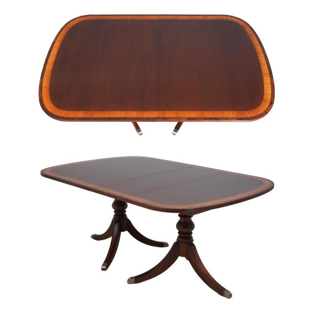 Ethan Allen Mahogany Inlaid Dining Table For Sale