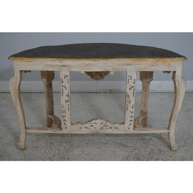 Italian Style Carved Base Console Table W. Brass Top For Sale - Image 12 of 12