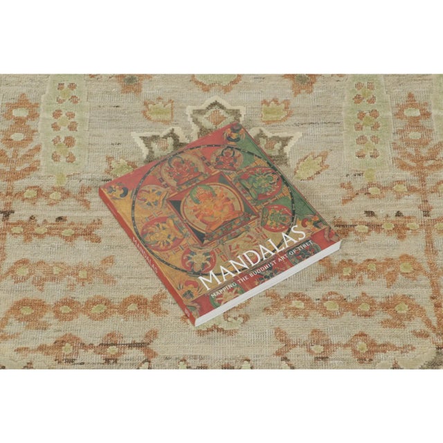 Textile Contemporary Block Print Floral Natural Silk Runner by Rug & Kilim, India For Sale - Image 7 of 9