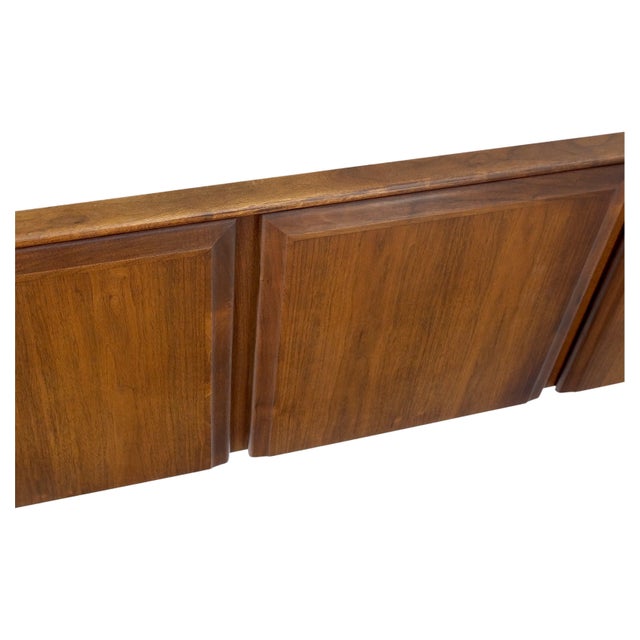 Oiled Walnut Danish Mid-Century Modern Raised Panel King Size Headboard Bed For Sale - Image 10 of 11
